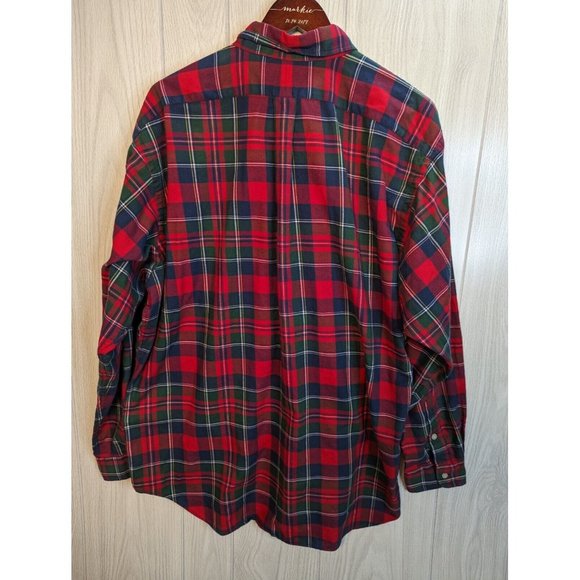 Vintage 90s Polo Ralph Lauren Golf Tilden Plaid Print Red Flannel Shirt Pony XL - Picture 2 of 5